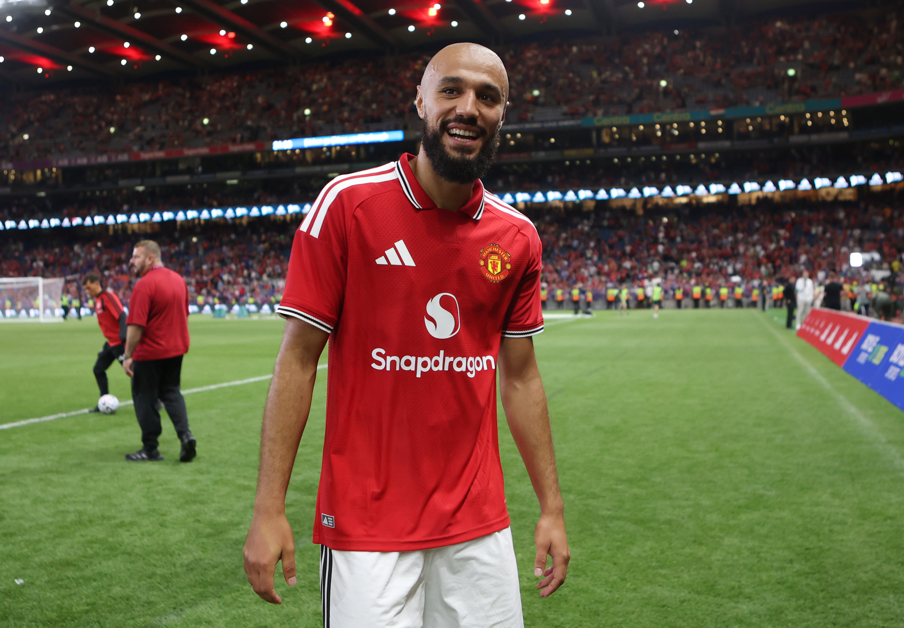 Noussair Mazraoui looking on