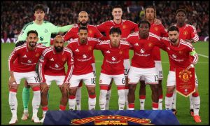 Man Utd players ahead of kickoff