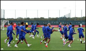Man Utd players training at Carrington