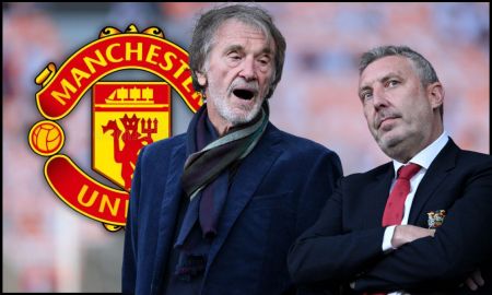 Manchester United co-owner Sir Jim Ratcliffe with Director of Football Jason Wilcox