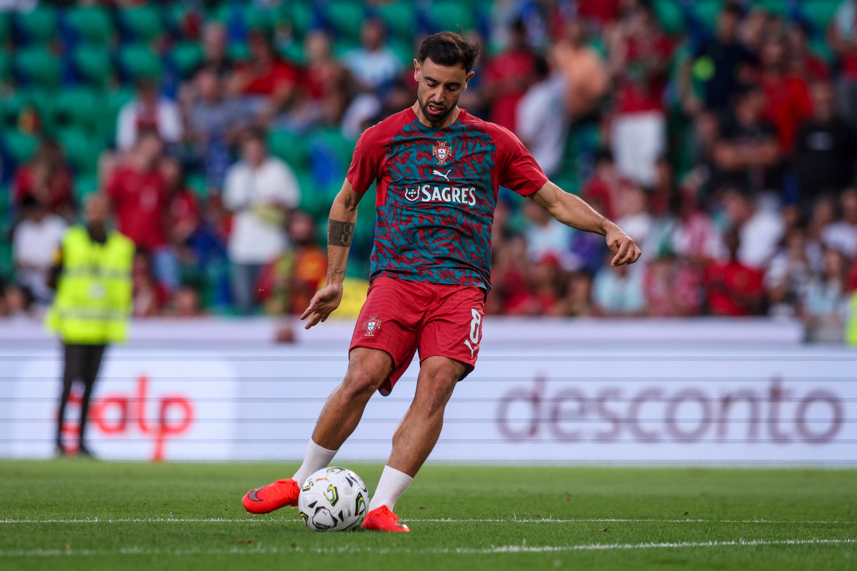 LISBON, PORTUGAL - SEPTEMBER 24: Bruno Fernandes of Portugal during the UEFA Nations League 2026/27 group phase match between Portugal and Wales at Estadio Jose Alvalade on September 24, 2026 in Lisbon, Portugal. (Photo by Carlos Rodrigues/Getty Images)
