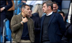 Man City chairman Khaldoon Al-Mubarak with the club's CEO Ferran Soriano