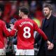 Michael Carrick with Bruno Fernandes and Matheus Cunha